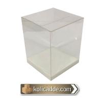Altı Beyaz İç Yükseltici Karton Üstü Asetat Kutu 10x10x10 cm Altı Beyaz İç Yükseltici Karton Üstü Asetat Kutu 10x10x10 cm