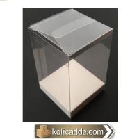 Altı Beyaz İç Yükseltici Karton Üstü Asetat Kutu 8x8x12 cm