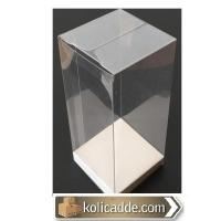 Altı Beyaz İç Yükseltici Karton Üstü Asetat Kutu 8x8x16 cm