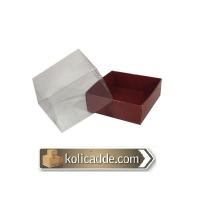 Bordo Karton Kutu Şeffaf Kapaklı 8x8x8 cm Bordo Karton Kutu Şeffaf Kapaklı 8x8x8 cm