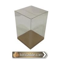Altı Kraft İç Yükseltici Karton Üstü Asetat Kutu 10x10x14 cm