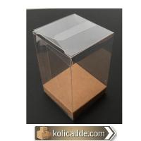 Altı Kraft İç Yükseltici Karton Üstü Asetat Kutu 8x8x10 cm