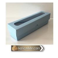 Şeffaf Pencereli Mavi Karton Kutu 5x20x5 cm.