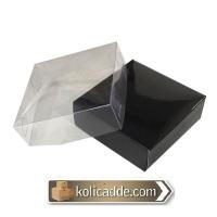Alt Siyah Karton Üst Asetat Kapak Kutu 7x7x2,2