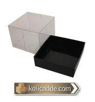 Alt Siyah Karton Üst Asetat Kapak Kutu 7x7x5