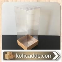 Uzun Asetat Kutu Alti Kraft Karton Ustu Seffaf Asetat 8x8x25 Cm Kolica