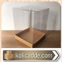 Asetat Kapaklı Altı Kraft Karton kutu 15x15x20 cm