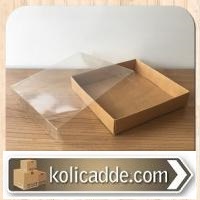 Asetat Kapaklı Altı kraft Karton kutu 15x15x3 cm Asetat Kapaklı Altı kraft Karton kutu 15x15x3 cm