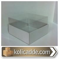 Alt Beyaz Karton Üst Asetat Kapak Kutu 9x9x5 cm