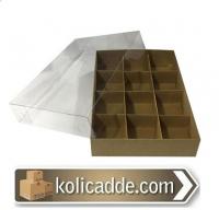 Altı Kraft Karton Üstü Asetat 12 Bölmeli Kutu 20x25x5 cm
