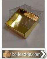 Alt Gold Rengi Karton Kutu Üst Asetat Kapak 7x7x5 cm.