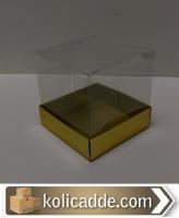 Gold Karton Kutu Asetat Kapaklı 12x12x15 cm