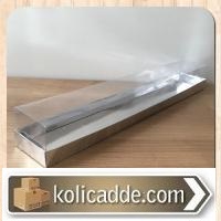 Altı Gümüş Karton Asetat Kapaklı Gül Kutusu