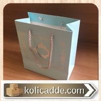 Desenli İpli Mavi Karton Çanta 15,5x17x8 cm Desenli İpli Mavi Karton Çanta 15,5x17x8 cm