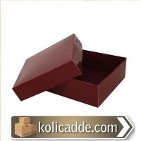 Kapaklı Bordo Karton Kutu 7x7x2.2 cm