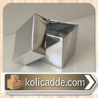 Kapaklı Gümüş Karton Kutu 25x25x10 cm