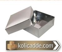 Kapaklı Gümüs Karton Kutu 8x8x3 cm Kapaklı Gümüs Karton Kutu 8x8x3 cm
