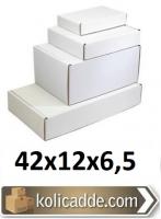 Kilitli Beyaz Karton Kutu 42x12x6,5 cm.