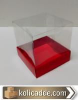 Kırmızı Karton Kutu Asetat Kapaklı 12x12x15 cm