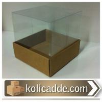 Kraft Kutu Asetat Kapaklı 10x10x12 cm Kraft Kutu Asetat Kapaklı 10x10x12 cm