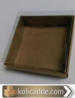 Kraft Karton Kutu Asetat Kapak 12x12x4 cm