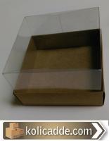 Kraft Karton Kutu Asetat Kapaklı 12x12x8,5 cm
