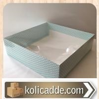 Mavi Puantiyeli Büyük Kutu 35x35x10 cm