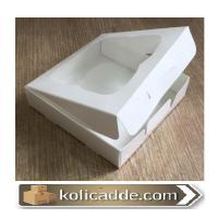 Selefon Pencereli Beyaz Karton Kutu 12x12x3 cm
