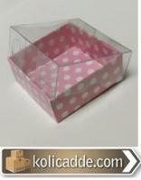 Pembe Puantiyeli Asetat Kapaklı Kutu 5x5x2,2cm