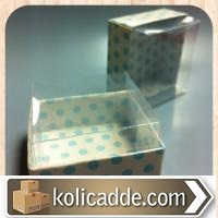 Mavi Puantiyeli Asetat Kutu 6x6x3,5 cm-KoliCadde