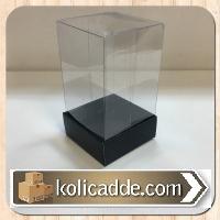Altı Siyah Kartondan Şeffaf Kapaklı Asetat Kutu 5x5x8 cm-KoliCadde
