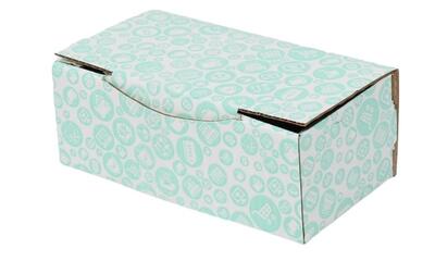 Desenli Turkuaz Beyaz Kilitli Kapaklı Karton Kutu 22,5x12x8 cm-KoliCad