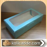 Alt Mavi Karton Ortası Şeffaf Pencereli Asetat Kutu 20x10x5 cm.-KoliCa