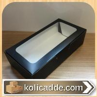 Alt Siyah Karton Ortası Şeffaf Pencereli Asetat Kutu 20x10x5 cm.-KoliC