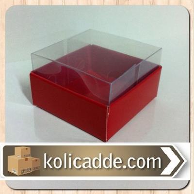 Kırmızı Asetat Kutu 6x6x2,5 cm.-KoliCadde