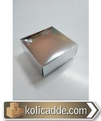 Gümüş Renkli Kapaklı Kutu 8x8x3,5 cm-KoliCadde