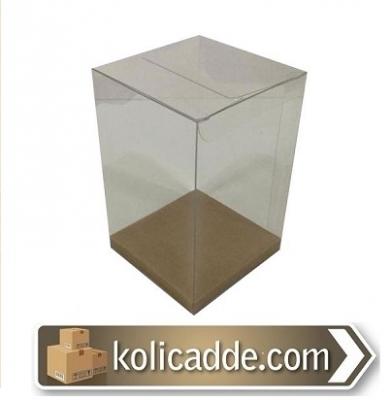 Altı Kraft Ic Yükseltici Karton Üstü Asetat Kutu 5x5x10 cm