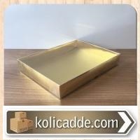 Asetat Kapaklı Altın Renk Kutu 20x25x5 cm-KoliCadde