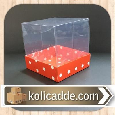 Asetat Kutu Puanlı Kırmızı Karton 10x10x12 cm