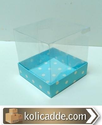 Mavi Puantiyeli Kutu 10x10x10 cm-KoliCadde