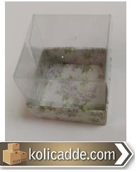 Çiçek Desenli Asetat Kutu 5x5x3 cm