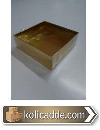 Asetat Kapaklı Gold Kutu 9x9x3 cm-KoliCadde