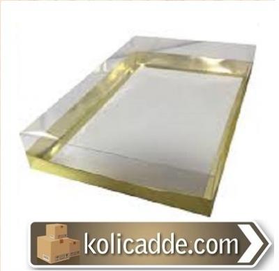 Asetat Kapaklı Gold Kutu 26x40x6 cm-KoliCadde