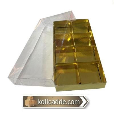 Asetat Kapaklı Gold Kutu 8 Bölmeli 20x10x3-KoliCadde