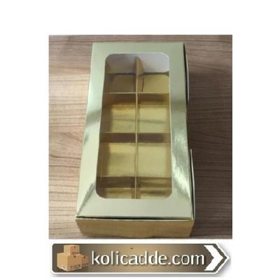 Altı Gold 8 Bölmeli Asetat Pencereli Karton Kutu 20x10x5 cm-KoliCadde
