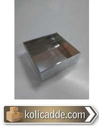 Asetat Kapaklı Gümüş Kutu 9x9x3 cm-KoliCadde