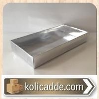 Asetat Kapaklı Gümüş Renkli Kutu 20x10x3 cm-KoliCadde