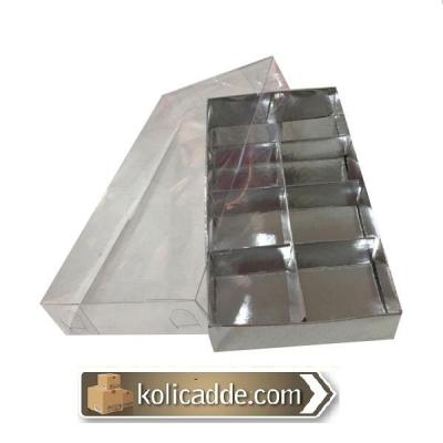 Asetat Kapaklı Gümüş Kutu 8 Bölmeli 20x10x3-KoliCadde