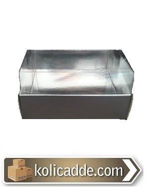 Gümüş Metalize Asetat Kutu 6x6x3,5 cm-KoliCadde