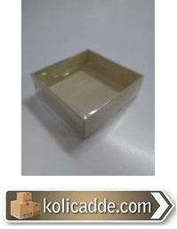 Asetat Kapaklı Kutu 9x9x3 cm Krem-KoliCadde